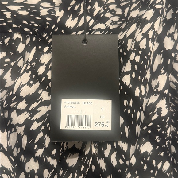 The Kooples Animal Print Peplum Blouse Black Print - Picture 4 of 7